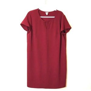 Maroon Shift Dress with Cutout